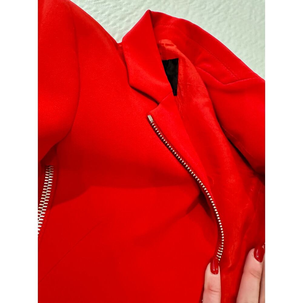 Pinko Moto Zip Blazer Women’s IT 36 US 6 Medium Red Y2K Biker McQueen - Picture 12 of 16